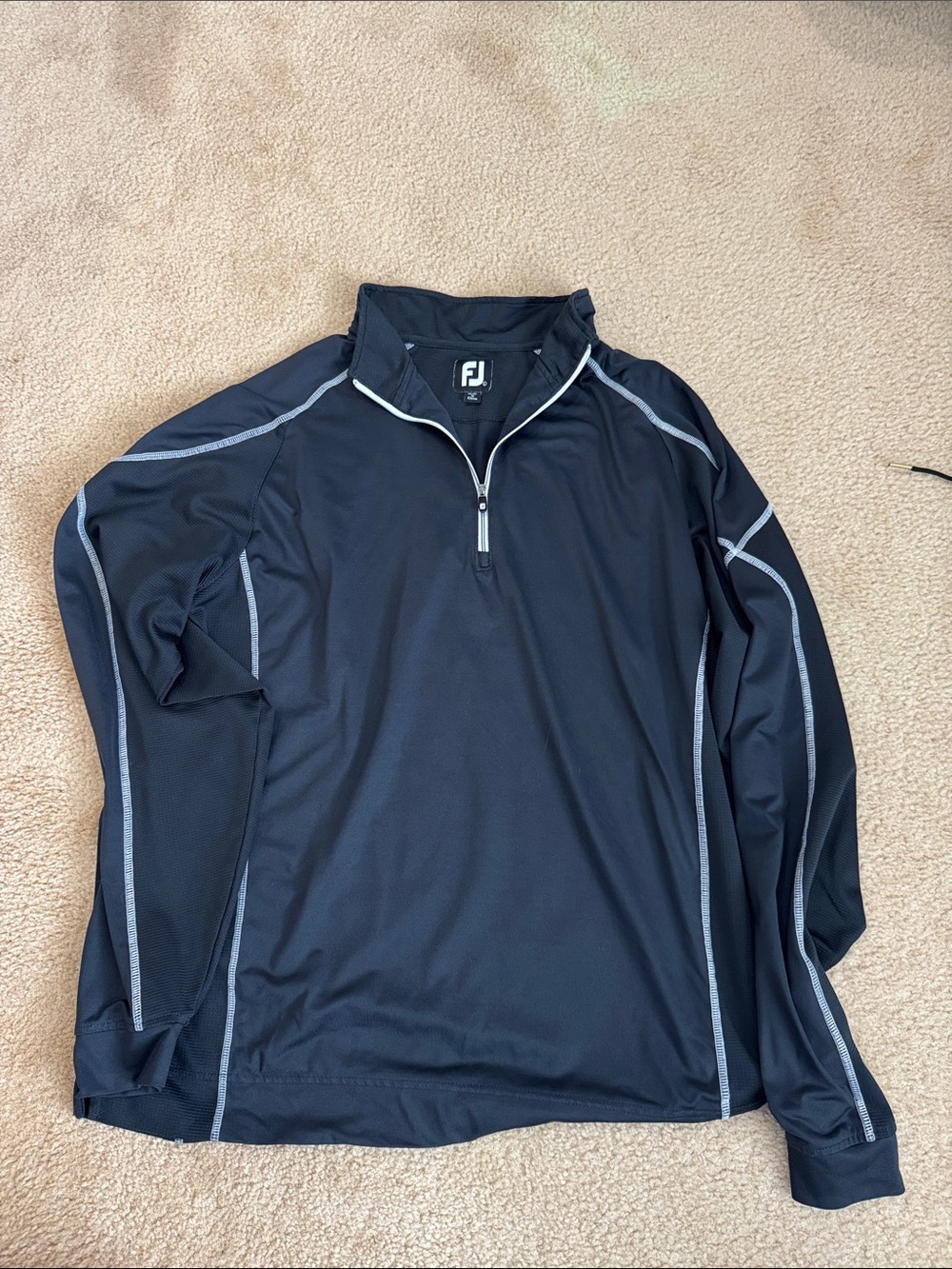 FootJoy Men’s Black Quarter-Zip Performance Pullover with Gray Piping